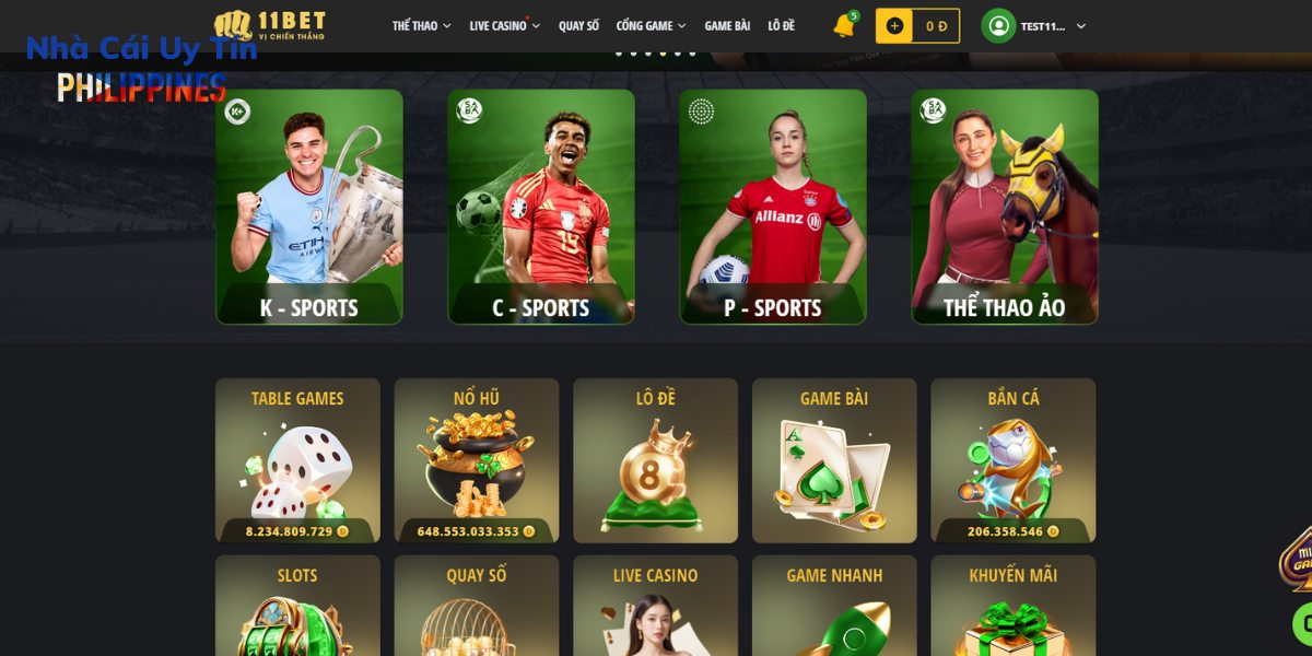 Giao diện Website 11BET