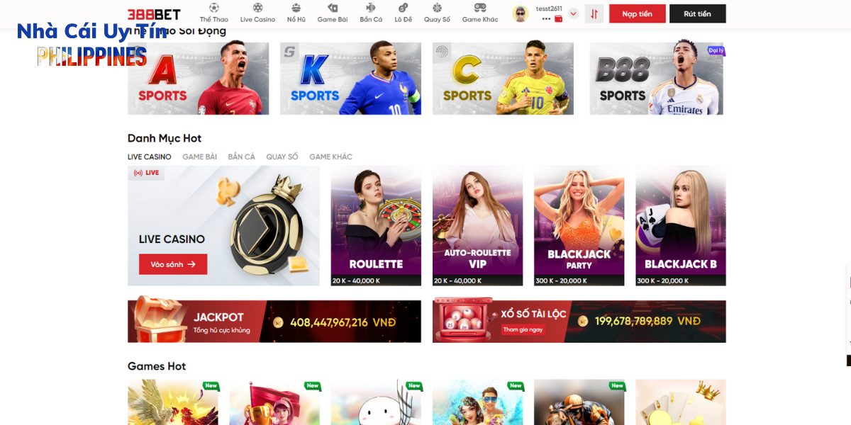 Giao diện Website của 388BET