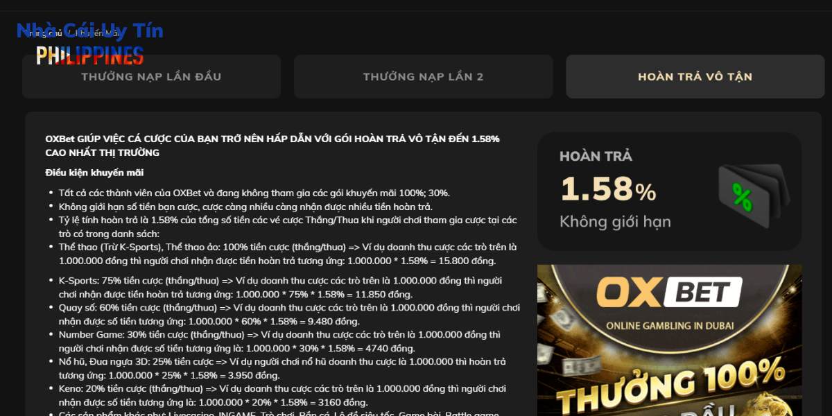 Hoàn trả với tỷ lệ cực cao 1.58%