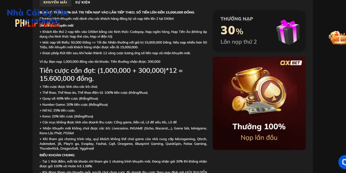 Chương trình nạp lần hai tặng 30%